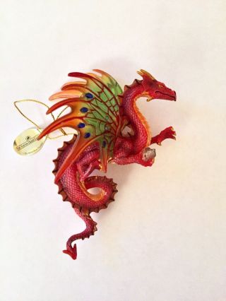 Ashton Drake Dragons Of The Crystal Cave Ruby Warden Dragon Figurine Ornament