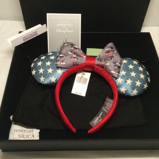 Harveys X Disney Adult Americana Mickey Minnie Ears Headband W Epcot Shop Bag