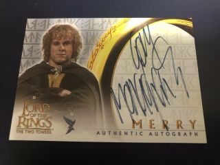 Lotr Two Towers Merry Dominic Monaghan Topps Autograph Card