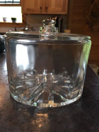 Vintage Glass Cheese Sanitary Preserver Heavy Jar With Lid