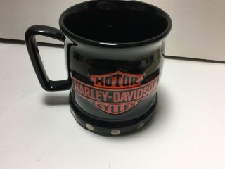 Harley Davidson Coffee Mug Tea Cup Embossed Shield Orange Black