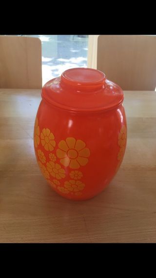 Vintage Bartlett Collins Flower Cookie Jar - Orange/yellow 9 3/4 " Tall W/ Lid -