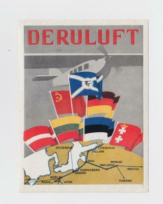 (russia,  Germany,  Airlines) Large Deruluft Promotional Label,  After 1928