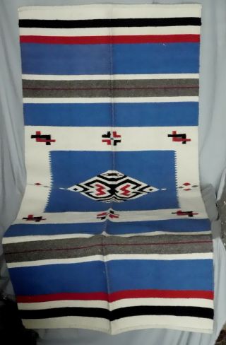 Native American Navajo Rug Saddle Blanket Wool 1930 Carpet Natural Dyes Vintage