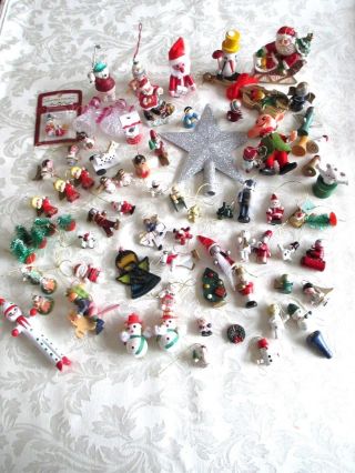 70,  Vtg Xmas Ornaments - - Miniatures & More - - Mostly Wooden - - Children 
