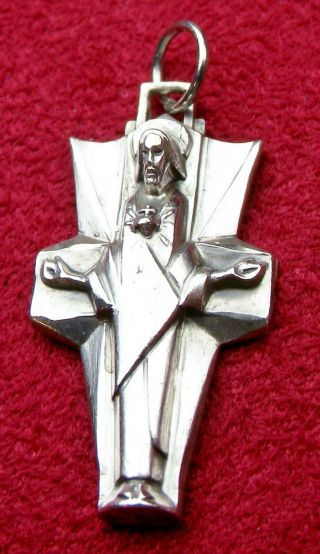 Nun’s Vintage Our Lady Of Carmel Sacred Heart Of Jesus Sterling Scapular Cross