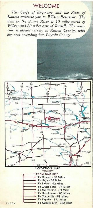 1970 Corps of Engineers WILSON DAM & RESERVOIR Map Brochure Saline River Kansas 3