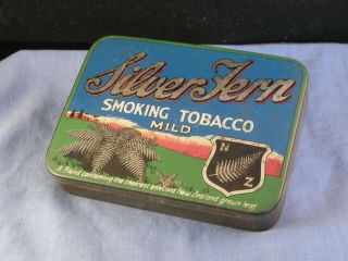 Vintage Enamel Silver Fern Zealand Tobacco Tin Vesta Case Box Dominion Nz
