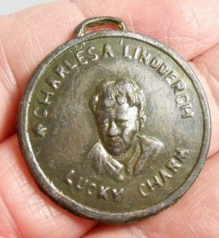 Unusual Vintage Charles Lindbergh Spirit Of St Louis Watch Fob 1927 Lucky Charm