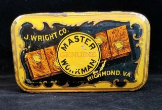 Vintage Master Workman Flat Pocket Tobacco Tin Litho