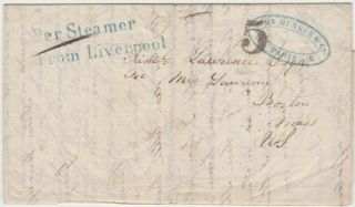 1850 Stampless Folded Letter France To Boston Munroe & Co Forwarder Per Steamer
