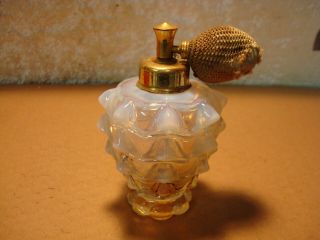 Vintage Opalescent White Perfume Bottle With Atomizer