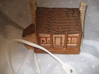 Ceramic Log Cabin Hand Painted By Local Artist 1993 Lighted