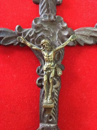 Antique Bronze crucifix religious cross Jesus Christ 3