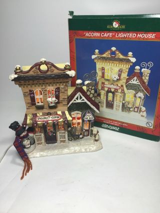 Kurt S.  Adler Snowtown Light Up " Acorn Cafe & Pet Shop " Christmas Santa 