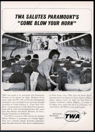 1963 Twa Airlines Stewardess Frank Sinatra Photo Unusual Vintage Trade Ad