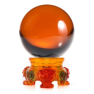 3 " (80mm) Amber Crystal Ball With Rainbow Lion Stand Usa Seller