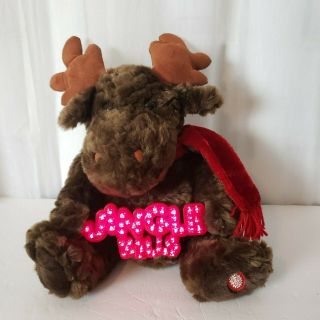 Dan Dee Brown Moose Plush Holiday Reindeer Sings Jingle Bells Sign Lights Up 2