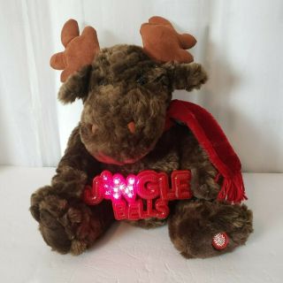Dan Dee Brown Moose Plush Holiday Reindeer Sings Jingle Bells Sign Lights Up 3