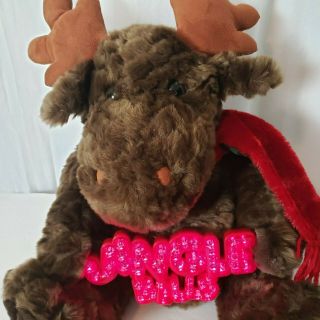 Dan Dee Brown Moose Plush Holiday Reindeer Sings Jingle Bells Sign Lights Up 4