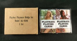 Vintage 1968 & 1971 Playboy Playmate Bridge Set Ak - 0306 Cards 2 Decks