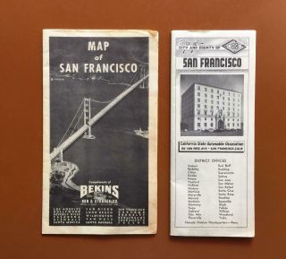 Vintage Street Maps Of San Francisco 1940’s,  1950’s
