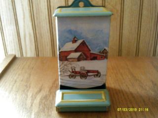 Vintage Jasco Farmhouse Barn Tin Match Safe Holder