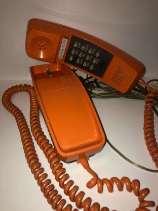 Vintage Gte Automatic Electric Orange Model 981 Wall Telephone Phone Push Button