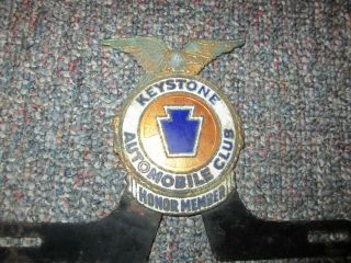 Keystone Auto Club Badge License Plate Topper Pa Car Cycle Automobile Eagle Old