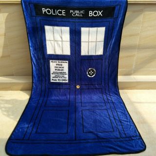 Doctor Who Blanket - Large Dr.  Tardis Micro Raschel Throw 50 " X 89 " Fleece