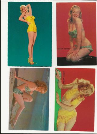 1950s 4 Different Pin Up Girl Marilyn Monroe Postcards 631