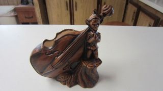 Vintage Treasure Craft Elf On A Tree Stump & Cello Planter (fs)