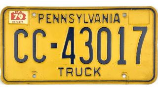 99 Cent 1979 Pennsylvania Truck License Plate Cc - 43017