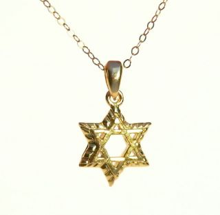 Star of Israel Magen David Pendant & Necklace GOLD FILLED Jewish Judaica Charm 2