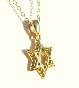 Star of Israel Magen David Pendant & Necklace GOLD FILLED Jewish Judaica Charm 3