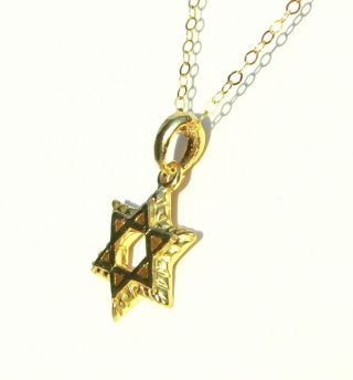 Star of Israel Magen David Pendant & Necklace GOLD FILLED Jewish Judaica Charm 5