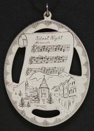 Vintage 1977 Lunt Sterling Silver Christmas Ornament Silent Night W/bag
