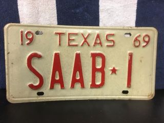 Vintage 1969 Texas License Plate (saab 1)