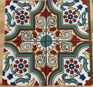 16 Talavera Mexican Pottery Tile 6 " Classic Hi Relief Santa Barbara Malibu Red