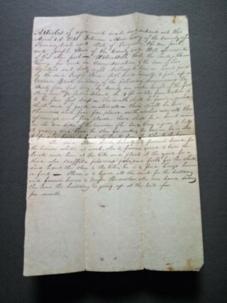 Antique Document Virginia 1841 Articles Of Agreement To Build House For $168