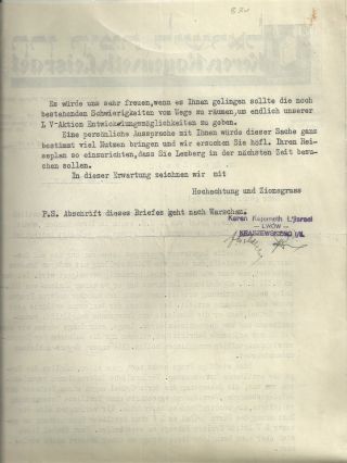 Judaica Poland Rare Old Decorated Letter KKL JNF Lwow 1931 3