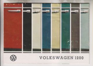 Circa 1963 Booklet - Volkswagen 1200 Color/paint Selections