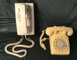 2 Vintage Bell System Rotary Phones Table Top & Wall Mount