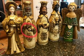Vintage 1950 ' s 3 Wise Men Mary Baby Jesus & Angel CHRISTMAS Candle Holders Japan 5