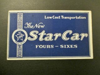 The Star Car Advertising Ink Blotter Durant Motors 1920 