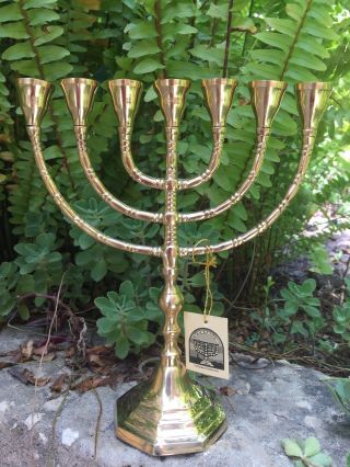 Menorah Jerusalem Temple 10 Inch Height 25 Cm 7 Branches Brass