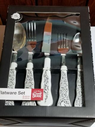 Disney Parks Beauty And The Beast 20 Pc Flatware Silverware Set Be Our Guest