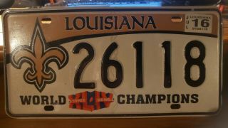 Orleans Saints  World Champions  Louisiana License Plate
