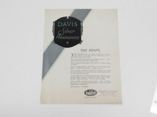 3: Rare Vintage Davis Silver Anniversary The Sedan Advertisement Brochure