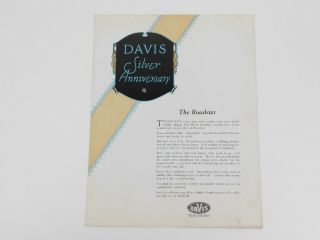 4: Rare Vintage Davis Silver Anniversary The Roadster Advertisement Brochure